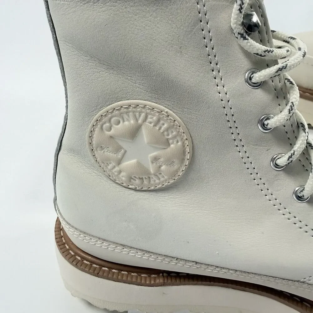 Converse Chuck Taylor Crafted Hi Top Boot Egret Natural Ivory Leather Womens 8.5 - Picture 5 of 11